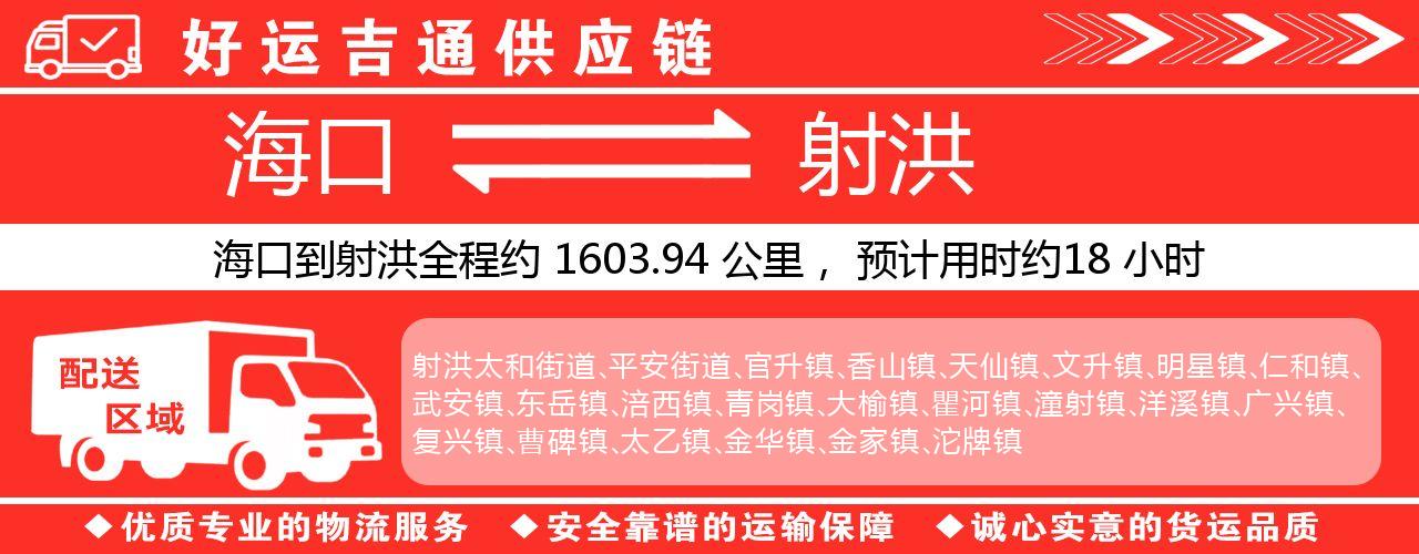 海口到射洪物流专线-海口至射洪货运公司